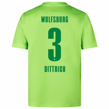 Kandiny Kinder Elia Dittrich #3 Fluoreszierendes Grün Heimtrikot Trikot 2024/25 T-Shirt