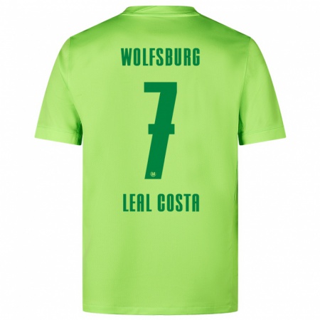 Kandiny Kinder David Leal Costa #7 Fluoreszierendes Grün Heimtrikot Trikot 2024/25 T-Shirt