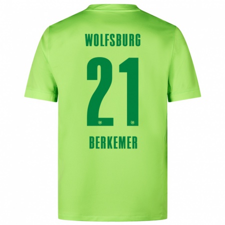 Kandiny Kinder Melvin Berkemer #21 Fluoreszierendes Grün Heimtrikot Trikot 2024/25 T-Shirt