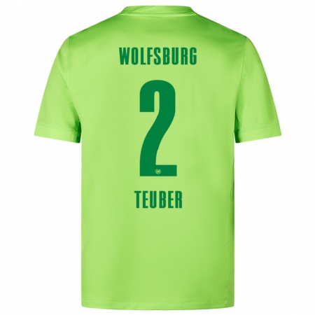 Kandiny Kinder Julius Teuber #2 Fluoreszierendes Grün Heimtrikot Trikot 2024/25 T-Shirt