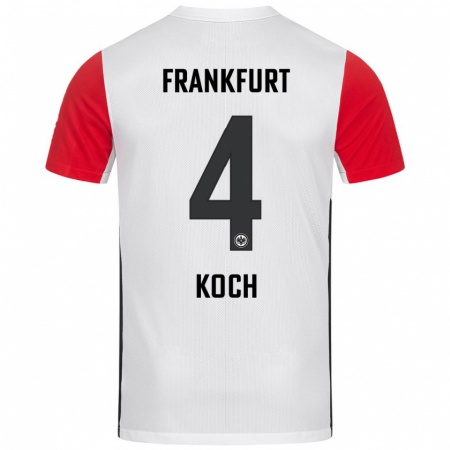 Kandiny Kinder Robin Koch #4 Weiß Rot Heimtrikot Trikot 2024/25 T-Shirt