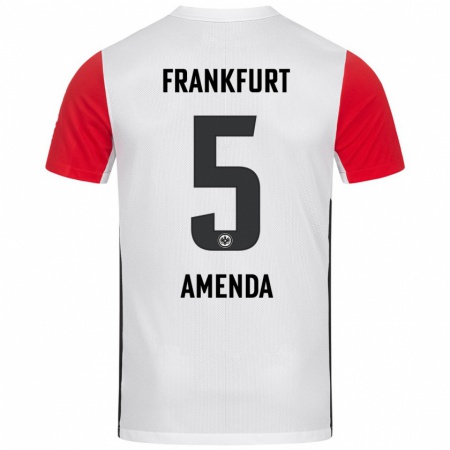 Kandiny Kinder Aurèle Amenda #5 Weiß Rot Heimtrikot Trikot 2024/25 T-Shirt