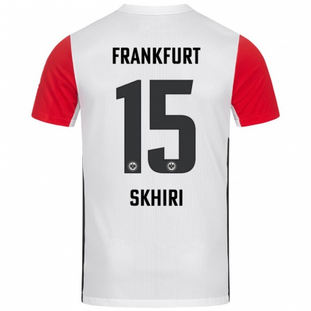 Kandiny Kinder Ellyes Skhiri #15 Weiß Rot Heimtrikot Trikot 2024/25 T-Shirt