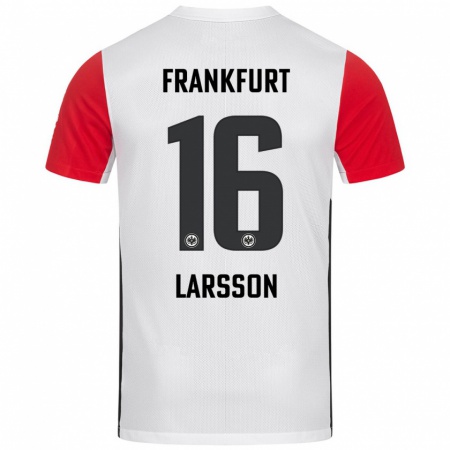 Kandiny Kinder Hugo Larsson #16 Weiß Rot Heimtrikot Trikot 2024/25 T-Shirt