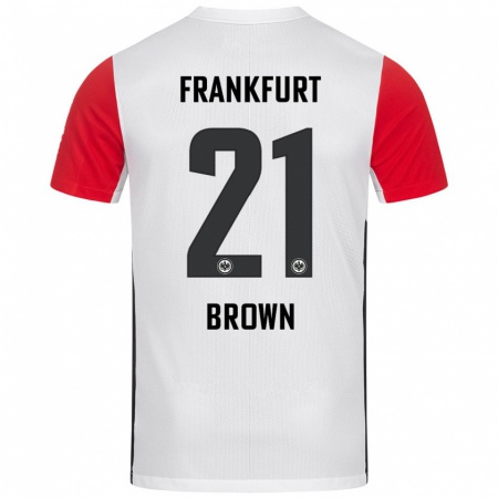 Kandiny Kinder Nathaniel Brown #21 Weiß Rot Heimtrikot Trikot 2024/25 T-Shirt