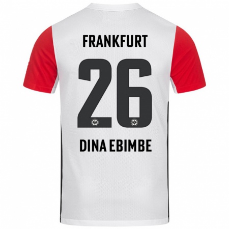 Kandiny Kinder Junior Dina Ebimbe #26 Weiß Rot Heimtrikot Trikot 2024/25 T-Shirt