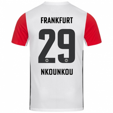 Kandiny Kinder Niels Nkounkou #29 Weiß Rot Heimtrikot Trikot 2024/25 T-Shirt