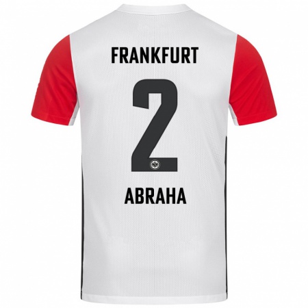 Kandiny Kinder Natnael Abraha #2 Weiß Rot Heimtrikot Trikot 2024/25 T-Shirt