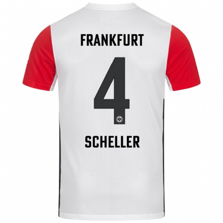 Kandiny Kinder Niklas Scheller #4 Weiß Rot Heimtrikot Trikot 2024/25 T-Shirt