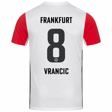 Kandiny Kinder Mario Vrancic #8 Weiß Rot Heimtrikot Trikot 2024/25 T-Shirt