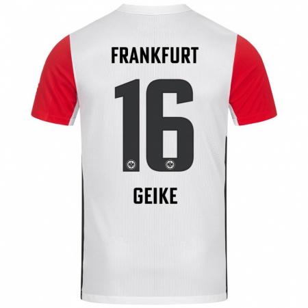 Kandiny Kinder Jonah Geike #16 Weiß Rot Heimtrikot Trikot 2024/25 T-Shirt