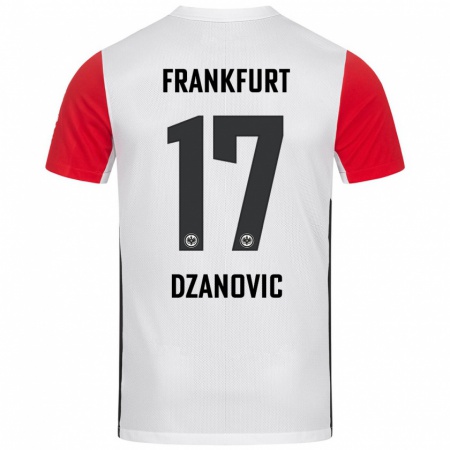 Kandiny Kinder Benjamin Dzanovic #17 Weiß Rot Heimtrikot Trikot 2024/25 T-Shirt