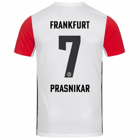 Kandiny Kinder Lara Prašnikar #7 Weiß Rot Heimtrikot Trikot 2024/25 T-Shirt