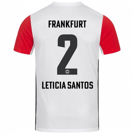 Kandiny Kinder Letícia Santos De Oliveira #2 Weiß Rot Heimtrikot Trikot 2024/25 T-Shirt