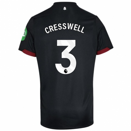 Kandiny Kinder Aaron Cresswell #3 Schwarz Weiß Auswärtstrikot Trikot 2024/25 T-Shirt