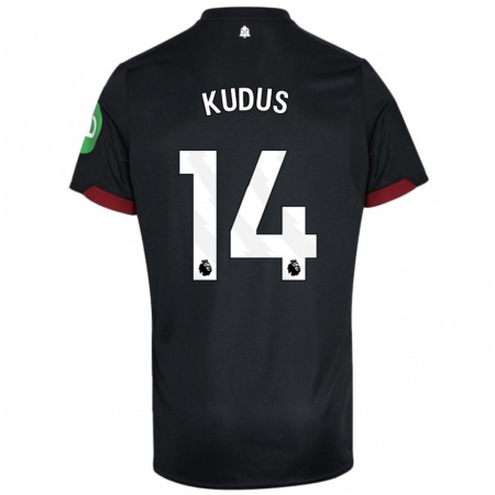 Kandiny Kinder Mohammed Kudus #14 Schwarz Weiß Auswärtstrikot Trikot 2024/25 T-Shirt