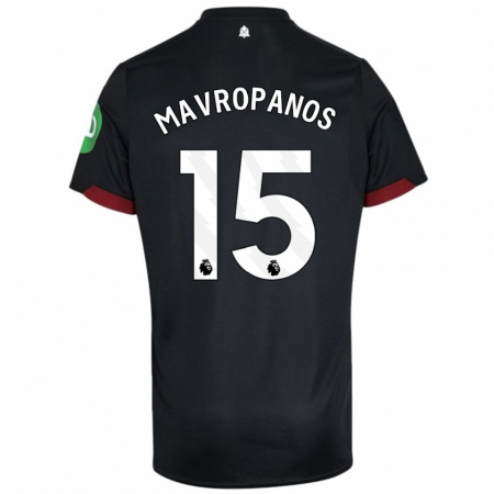 Kandiny Kinder Konstantinos Mavropanos #15 Schwarz Weiß Auswärtstrikot Trikot 2024/25 T-Shirt