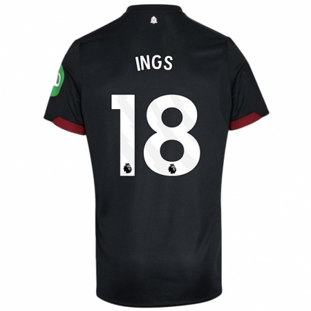 Kandiny Kinder Danny Ings #18 Schwarz Weiß Auswärtstrikot Trikot 2024/25 T-Shirt