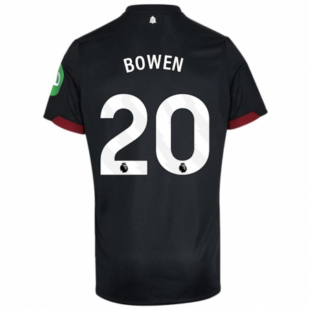 Kandiny Kinder Jarrod Bowen #20 Schwarz Weiß Auswärtstrikot Trikot 2024/25 T-Shirt