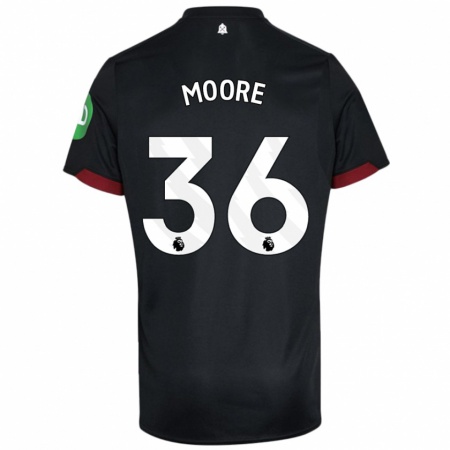 Kandiny Kinder Sean Moore #36 Schwarz Weiß Auswärtstrikot Trikot 2024/25 T-Shirt