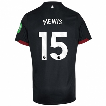 Kandiny Kinder Kristie Mewis #15 Schwarz Weiß Auswärtstrikot Trikot 2024/25 T-Shirt