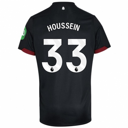 Kandiny Kinder Halle Houssein #33 Schwarz Weiß Auswärtstrikot Trikot 2024/25 T-Shirt