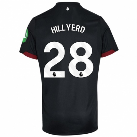 Kandiny Kinder Sophie Hillyerd #28 Schwarz Weiß Auswärtstrikot Trikot 2024/25 T-Shirt