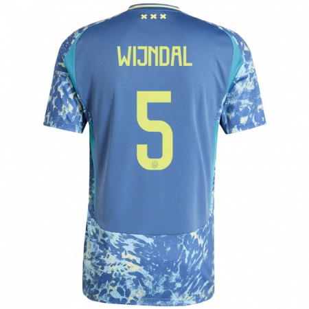 Kandiny Kinder Owen Wijndal #5 Grau Blau Gelb Auswärtstrikot Trikot 2024/25 T-Shirt