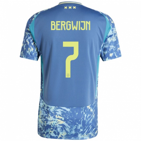 Kandiny Kinder Steven Bergwijn #7 Grau Blau Gelb Auswärtstrikot Trikot 2024/25 T-Shirt