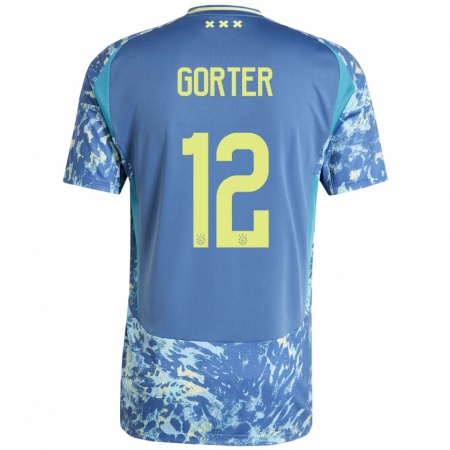 Kandiny Kinder Jay Gorter #12 Grau Blau Gelb Auswärtstrikot Trikot 2024/25 T-Shirt