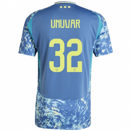 Kandiny Kinder Naci Ünüvar #32 Grau Blau Gelb Auswärtstrikot Trikot 2024/25 T-Shirt