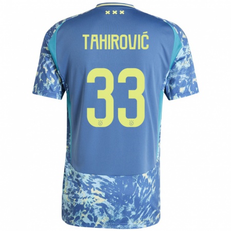 Kandiny Kinder Benjamin Tahirovic #33 Grau Blau Gelb Auswärtstrikot Trikot 2024/25 T-Shirt