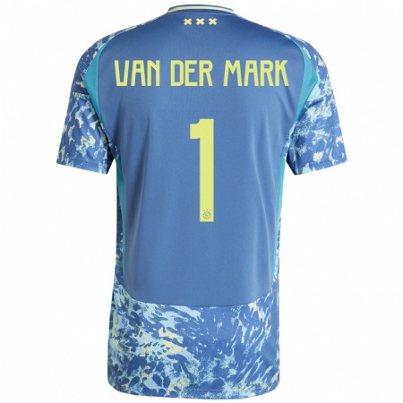 Kandiny Kinder Jesper Van Der Mark #1 Grau Blau Gelb Auswärtstrikot Trikot 2024/25 T-Shirt