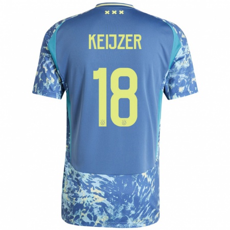 Kandiny Kinder Milicia Keijzer #18 Grau Blau Gelb Auswärtstrikot Trikot 2024/25 T-Shirt