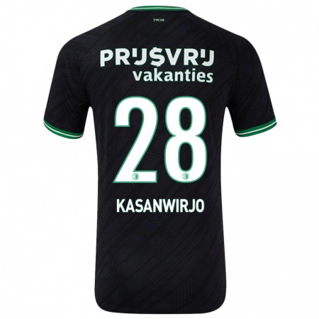 Kandiny Kinder Neraysho Kasanwirjo #28 Schwarz Grün Auswärtstrikot Trikot 2024/25 T-Shirt