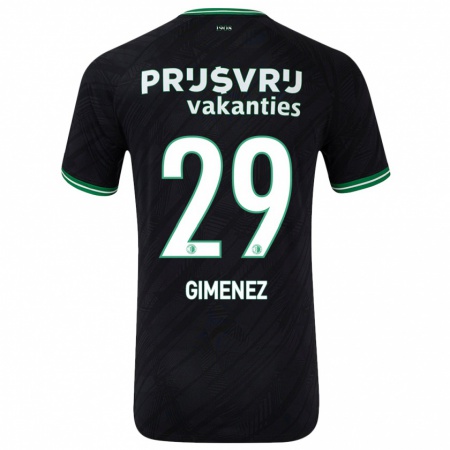 Kandiny Kinder Santiago Gimenez #29 Schwarz Grün Auswärtstrikot Trikot 2024/25 T-Shirt