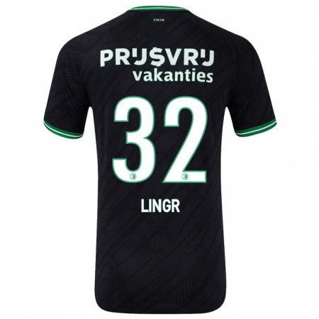 Kandiny Kinder Ondrej Lingr #32 Schwarz Grün Auswärtstrikot Trikot 2024/25 T-Shirt