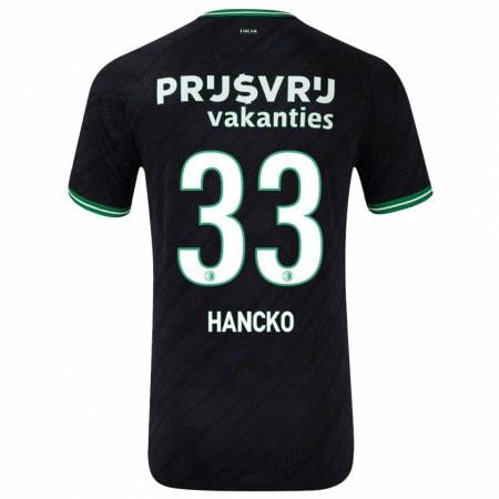 Kandiny Kinder Dávid Hancko #33 Schwarz Grün Auswärtstrikot Trikot 2024/25 T-Shirt