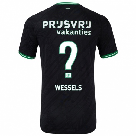 Kandiny Kinder Tijme Wessels #0 Schwarz Grün Auswärtstrikot Trikot 2024/25 T-Shirt