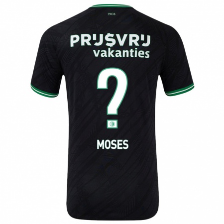 Kandiny Kinder Troy Moses #0 Schwarz Grün Auswärtstrikot Trikot 2024/25 T-Shirt