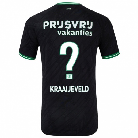 Kandiny Kinder Thijs Kraaijeveld #0 Schwarz Grün Auswärtstrikot Trikot 2024/25 T-Shirt