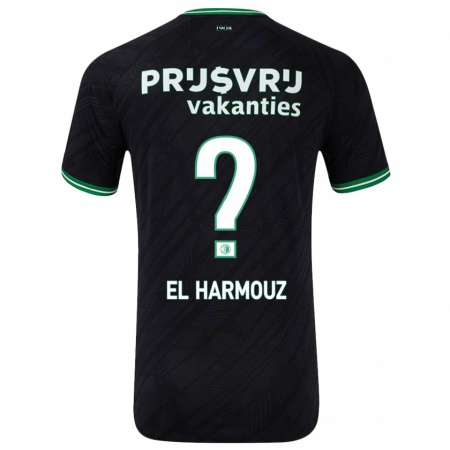 Kandiny Kinder Nassim El Harmouz #0 Schwarz Grün Auswärtstrikot Trikot 2024/25 T-Shirt