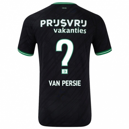 Kandiny Kinder Shaqueel Van Persie #0 Schwarz Grün Auswärtstrikot Trikot 2024/25 T-Shirt