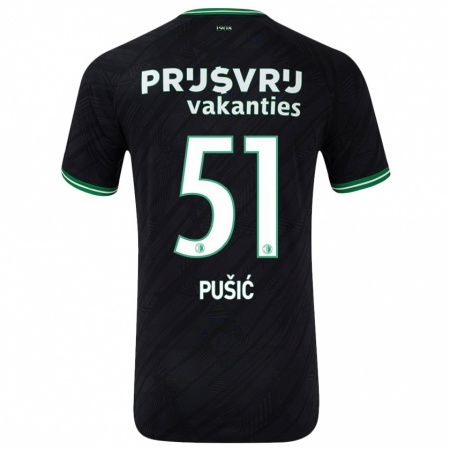 Kandiny Kinder Noah Pušić #51 Schwarz Grün Auswärtstrikot Trikot 2024/25 T-Shirt