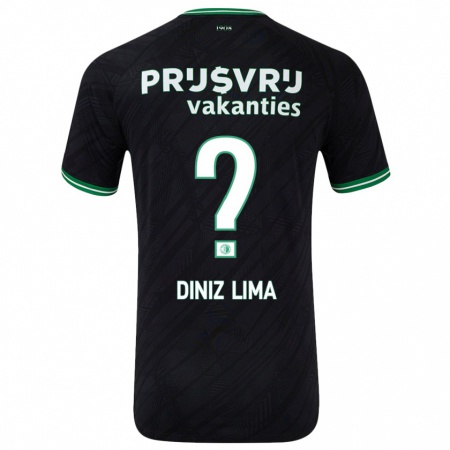 Kandiny Kinder Lucas Diniz Lima #0 Schwarz Grün Auswärtstrikot Trikot 2024/25 T-Shirt