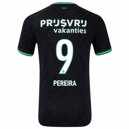 Kandiny Kinder Danilo Pereira #9 Schwarz Grün Auswärtstrikot Trikot 2024/25 T-Shirt