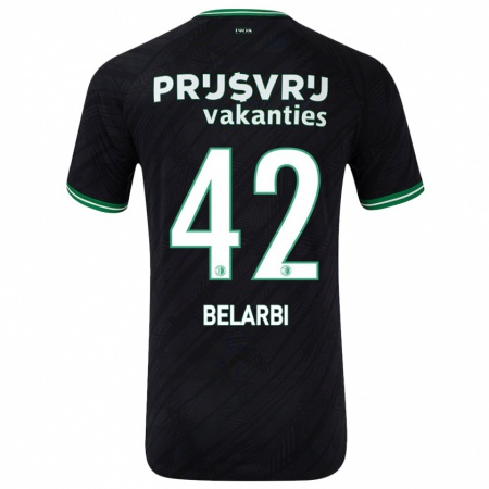 Kandiny Kinder Abdel Belarbi #42 Schwarz Grün Auswärtstrikot Trikot 2024/25 T-Shirt