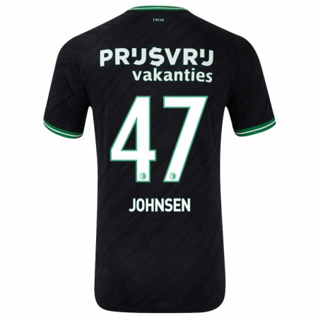 Kandiny Kinder Mikael Torset Johnsen #47 Schwarz Grün Auswärtstrikot Trikot 2024/25 T-Shirt