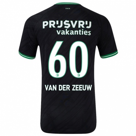 Kandiny Kinder Twan Van Der Zeeuw #60 Schwarz Grün Auswärtstrikot Trikot 2024/25 T-Shirt