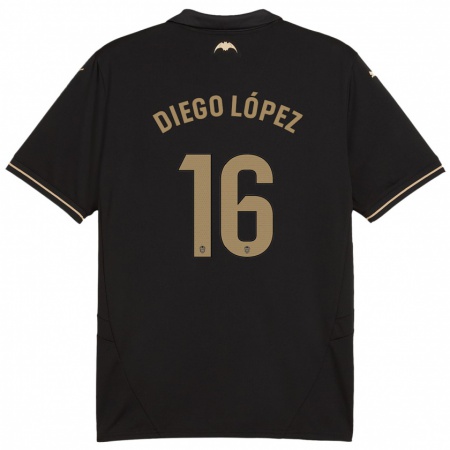 Kandiny Kinder Diego López #16 Schwarz Auswärtstrikot Trikot 2024/25 T-Shirt